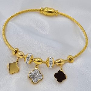 B0024 ΒΡΑΧΙΟΛΙ ΧΡΥΣΟ ΤΡΕΙΣ ΣΤΑΥΡΟΙ ΜΕ ΚΟΥΜΠΩΜΑ ΜΑΓΝΗΤΗ